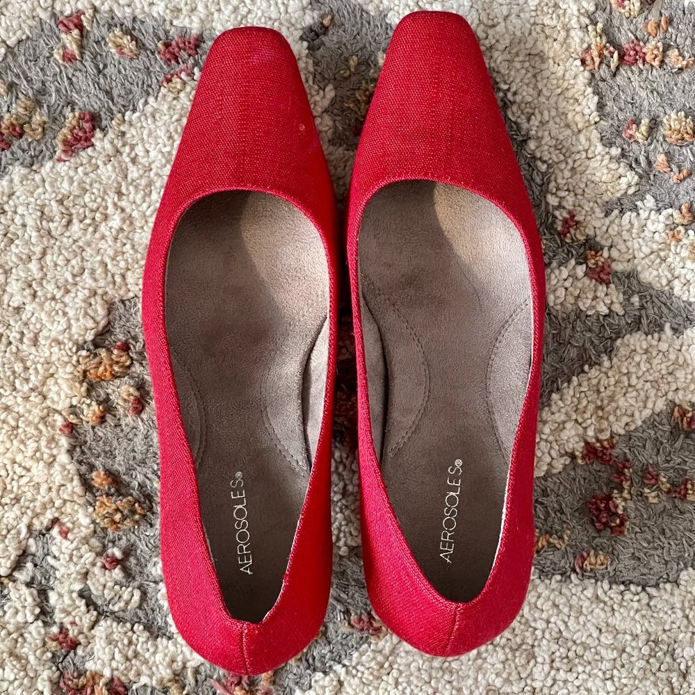 Aerosols 2inch high heels Red Canvas Exterior size US7.5